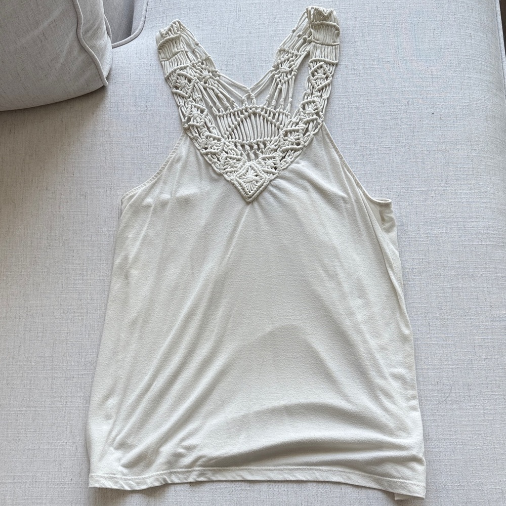 White Crochet Detail Women's Top